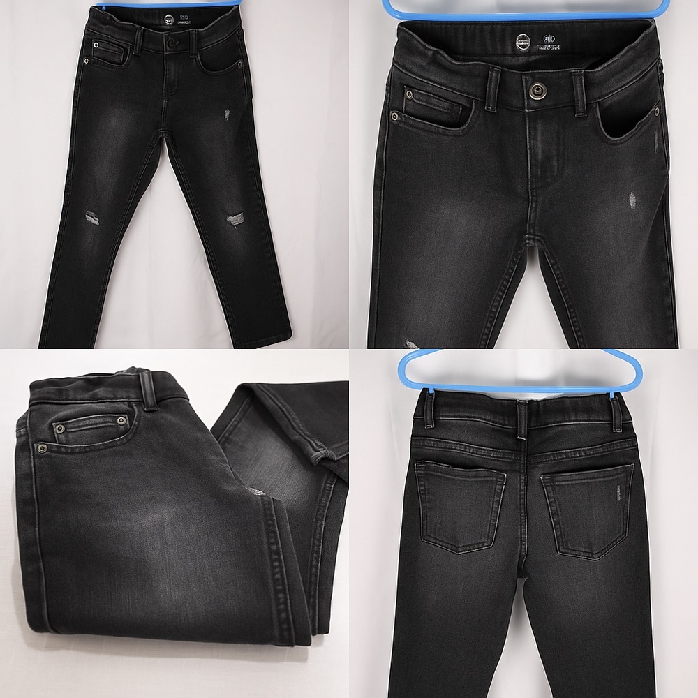 Wonder Nation Boys Slim Jeans Black size 8, distressed knees and stretch denim